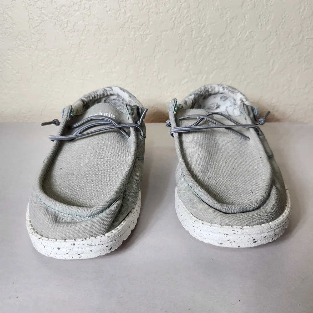 Hey Dude Wally Flow Steel Grey Canvas Slip On Loafers Mens Size 11 112303213